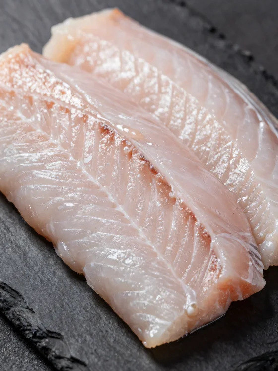 木製のまな板に乗った新鮮な鰻のフィレとスパイス