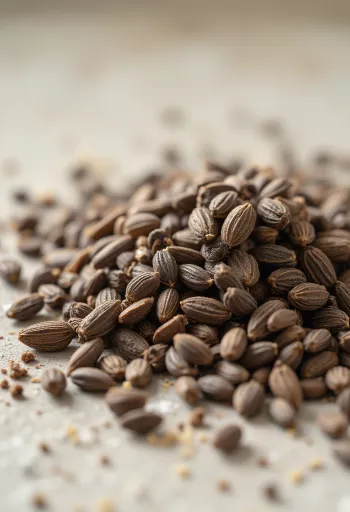 小皿に入ったクミンパウダーとホールのクミンシード