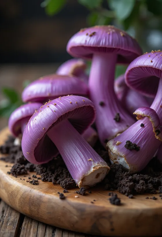 調理用にスライスされたムラサキシメジ