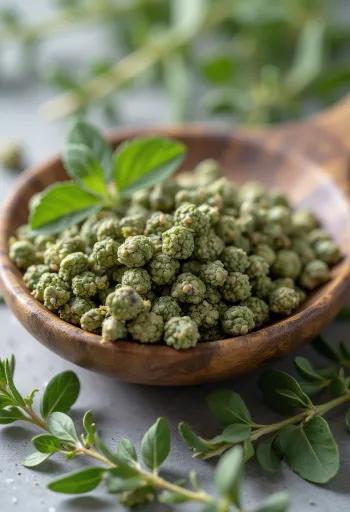 キッチンの雰囲気にある、粉末および乾燥したマジョラム