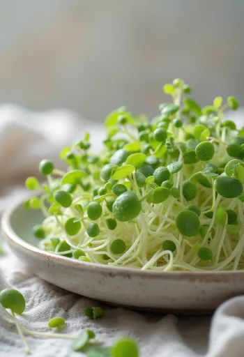 新鮮なチアスプラウト、鮮やかな緑色の若芽