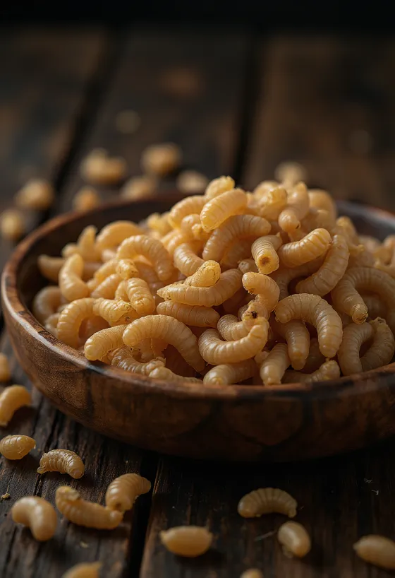 調理用にきれいに下処理された食用ミールワーム