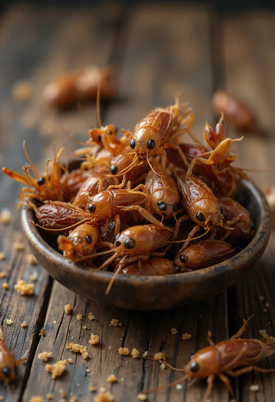 調理用に下処理された新鮮な食用コオロギ