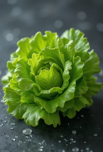 カッティングボード上の新鮮なグリーンオークレタス、鮮やかな緑色の葉