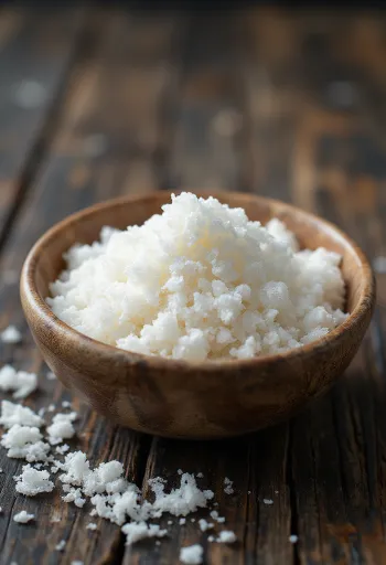 ボウルに入った真っ白で微細な米澱粉（ライススターチ）とスプーン