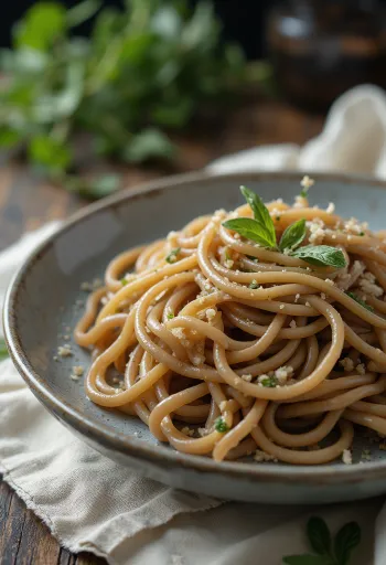 陶器のボウルに入った乾燥蕎麦（束）