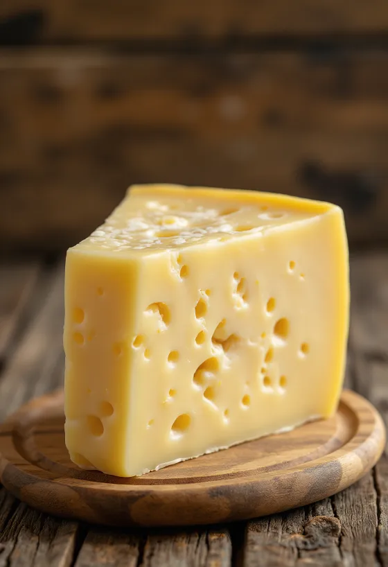 木製テーブルの上の白いボウルに入ったトラピストチーズ