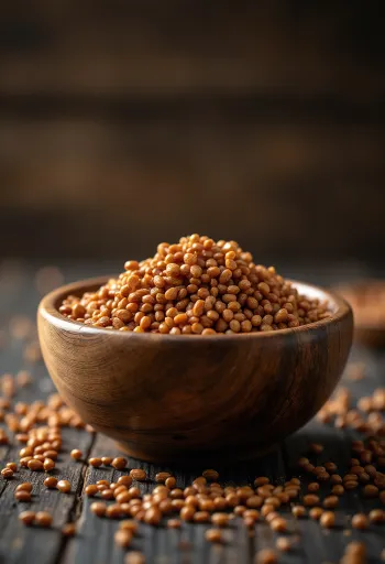 赤褐色で細かな粒状の乾燥シコクビエ（フィンガーミレット）