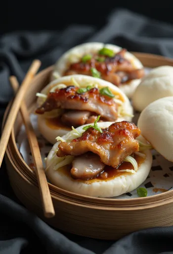 カリカリの豚肉を挟んだバオ