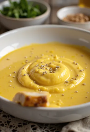 盛り付けられたカレー風味のクリーミージンジャーソース