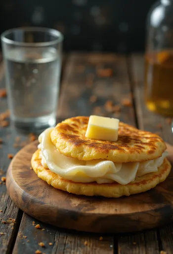 美しく盛り付けられたアレパ・コン・ケソ・ブランコ