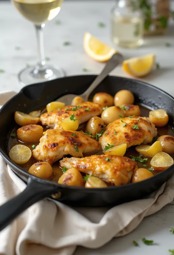 盛り付けられたポヨ・アル・アヒージョ