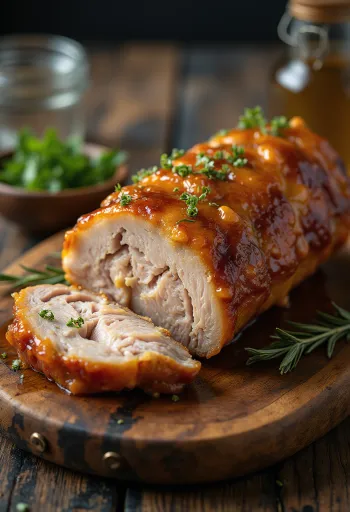 ハニーマスタードグレーズをかけた燻製BBQ豚ロース