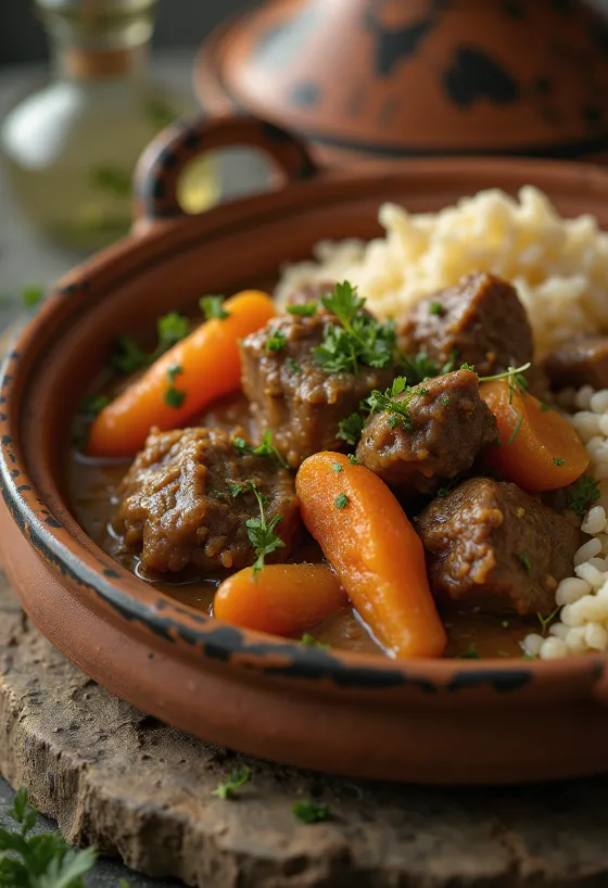 クスクスを添えたモロッコ風ラム肉のタジン鍋