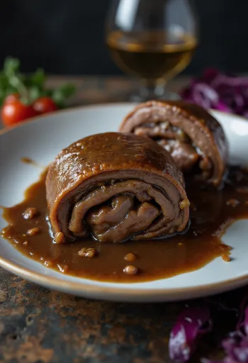 野菜とソースを添えたリンダーローラーデン