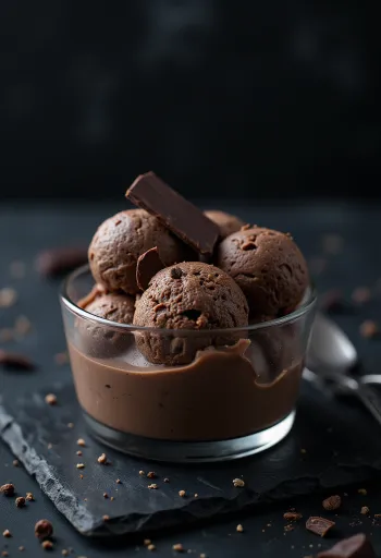 盛り付けられたミントチョコレートパルフェ