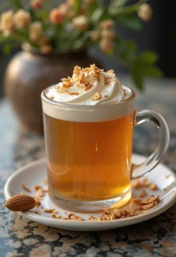 グラスに注がれたハチミツアーモンドシードル