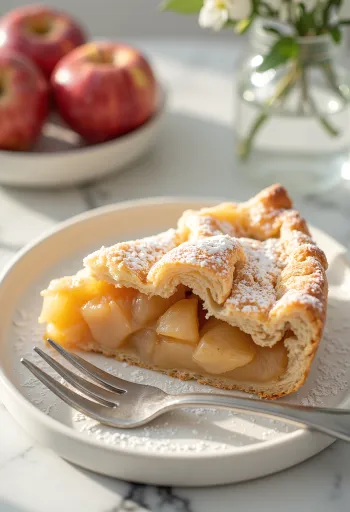 伝統的なアップルパイ – 柔らかいシナモン風味のリンゴを詰めた、サクサク生地の自家製ケーキ。