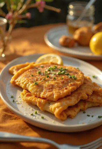 盛り付けられたシュニッツェル・パンケーキ