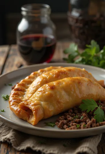 アルゼンチン風牛肉のエンパナーダ、黄金色のカリカリ生地と牛ひき肉のフィリング