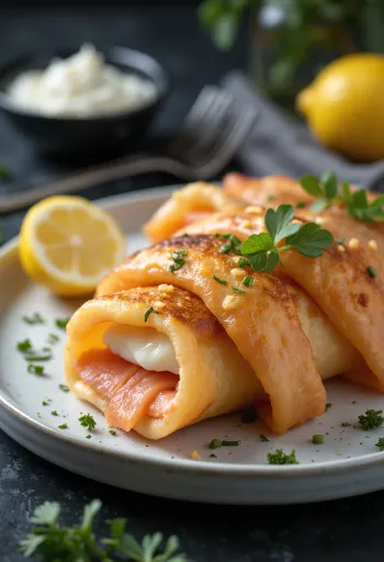 スモークサーモンのクレープ