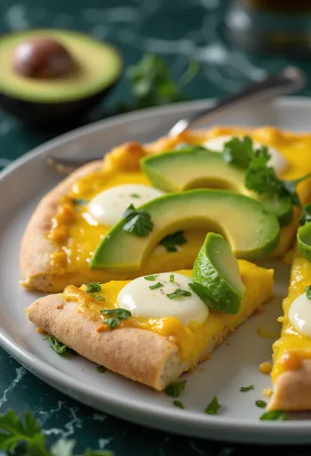 アボカドとコリアンダーを乗せたペルー風ペルアナ・ピザ