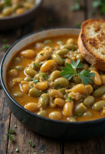 濃厚なサワークリームソースのインゲンの煮込み、フレッシュディル添え