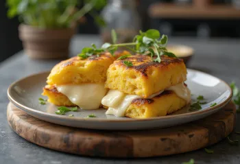 チーズとチキンを詰めたベネズエラとコロンビアのアレパ