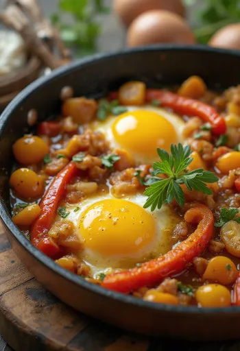 色とりどりの焼き野菜とフレッシュハーブを添えたラタトゥイユ