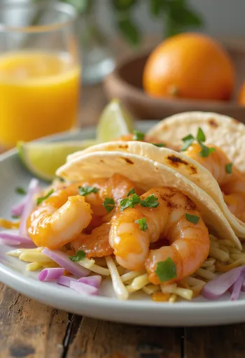 グアバソースのエビタコス