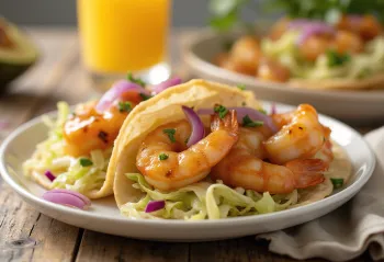 グアバソースのエビタコス