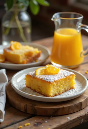 盛り付けられた蜂蜜とオレンジのスライスケーキ