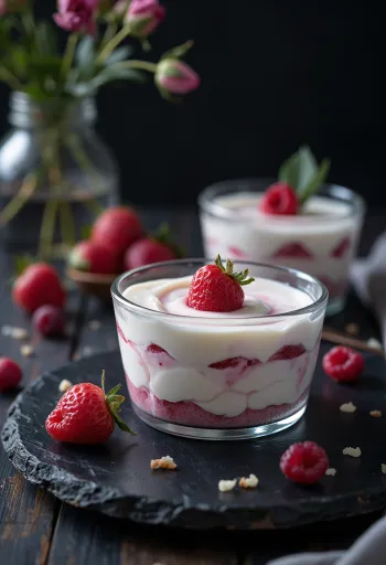 盛り付けられたローズウォーターのパルフェ