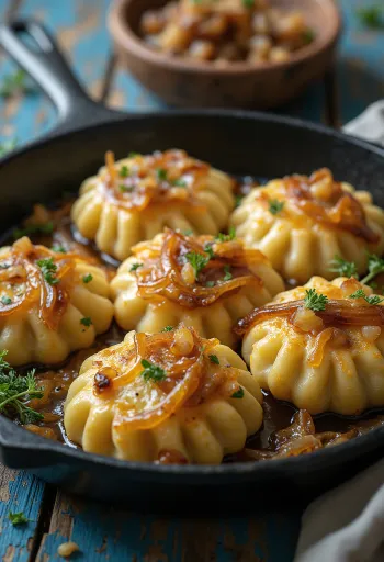 カリカリのドドレ、サワークリームと炒めた玉ねぎを添えて