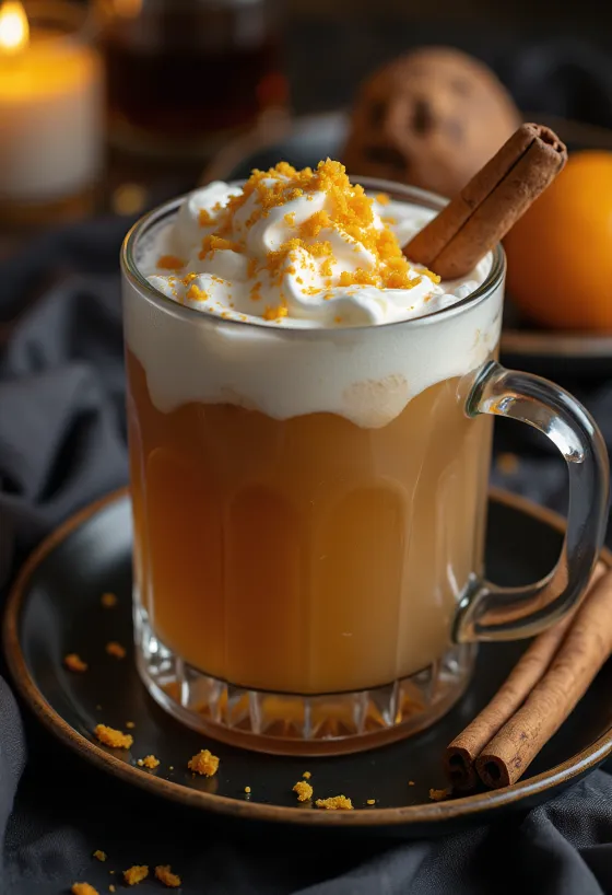 グラスに注がれたラムとシナモンのアップルサイダー