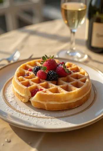 盛り付けられたシャンパンワッフル