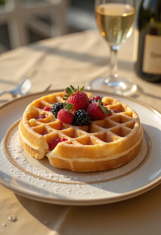 盛り付けられたシャンパンワッフル
