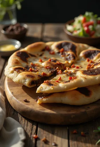 チリチョコレートナンが盛り付けられている様子