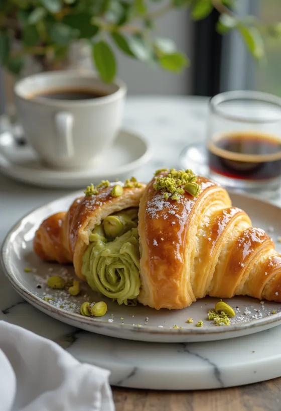 盛り付けられたピスタチオのクロワッサン