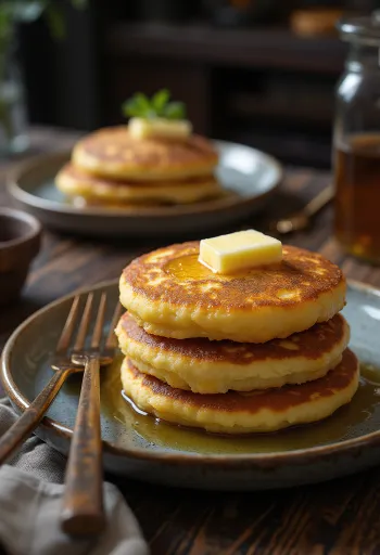 盛り付けられたグリドルケーキ（アメリカンパンケーキ）