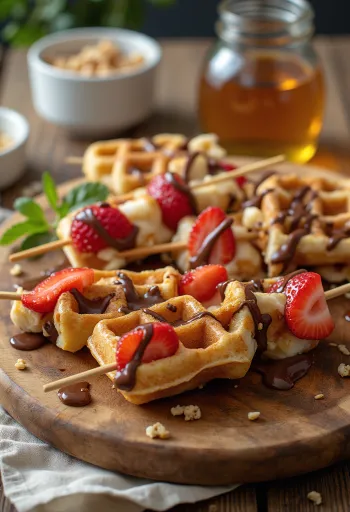 盛り付けられたワッフル串