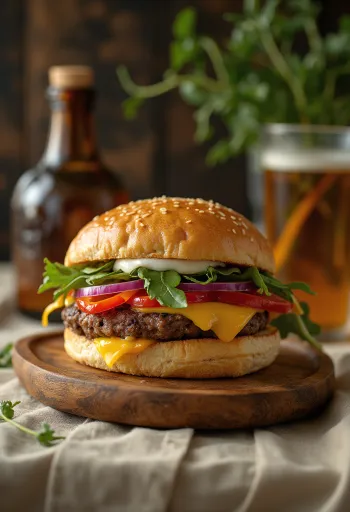 ローストパプリカとゴーダチーズのハンバーガー