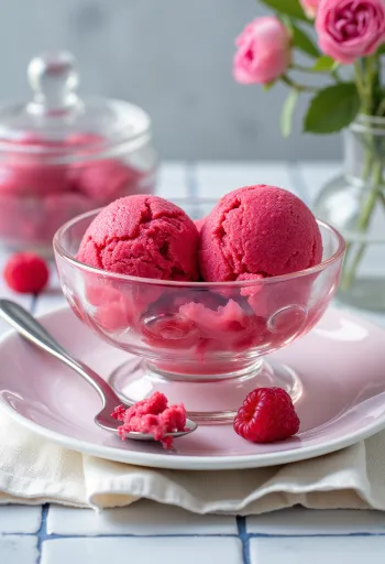 自家製の爽やかなラズベリーソルベ