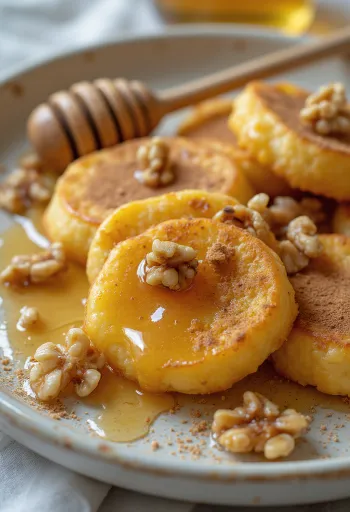 盛り付けられたギリシャのパンケーキ、ティガニテス