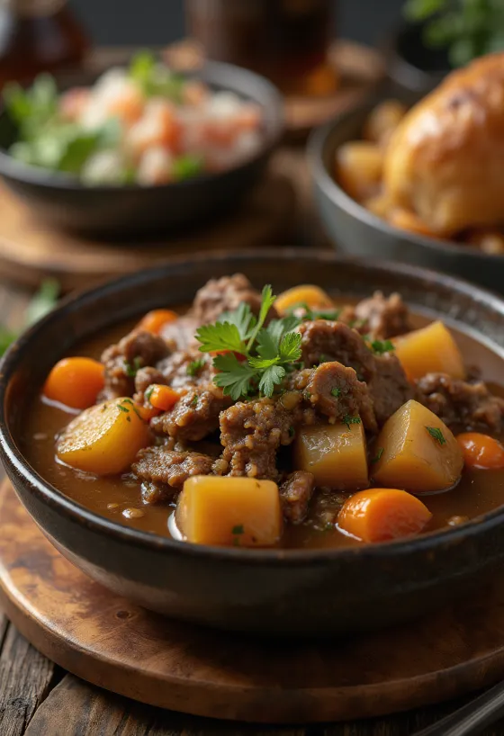 盛り付けられた牛肉のエストファード