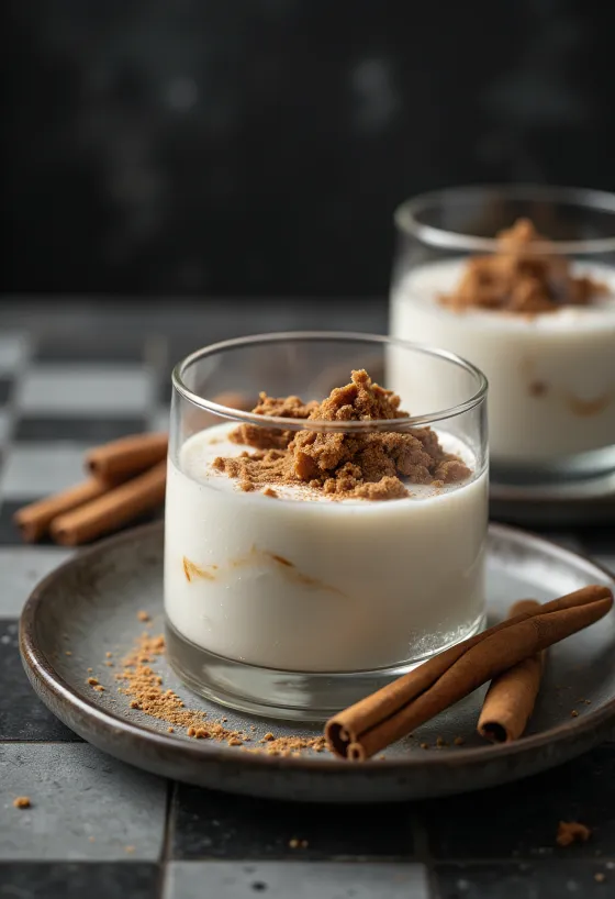 盛り付けられたシナモンとマジパンのパルフェ