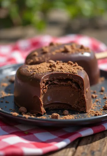 パリッとしたチョコレートでコーティングされたマグナム・ダークチョコレートアイスクリーム