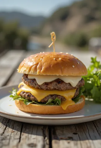 ジューシーなパティととろけるモントレージャックチーズのハンバーガー