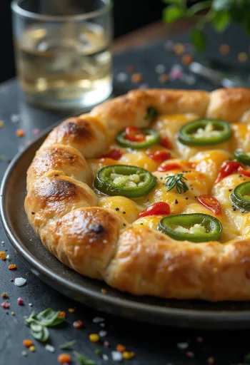 盛り付けられた激辛チリとハラペーニョのフォカッチャ