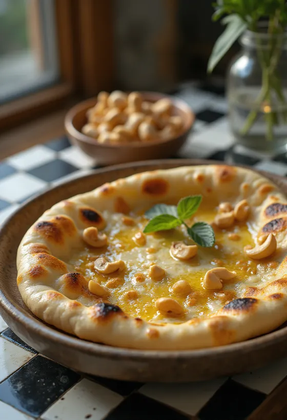 盛り付けられたカシューナッツのナン